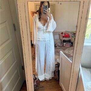 White Ruffled pajama set